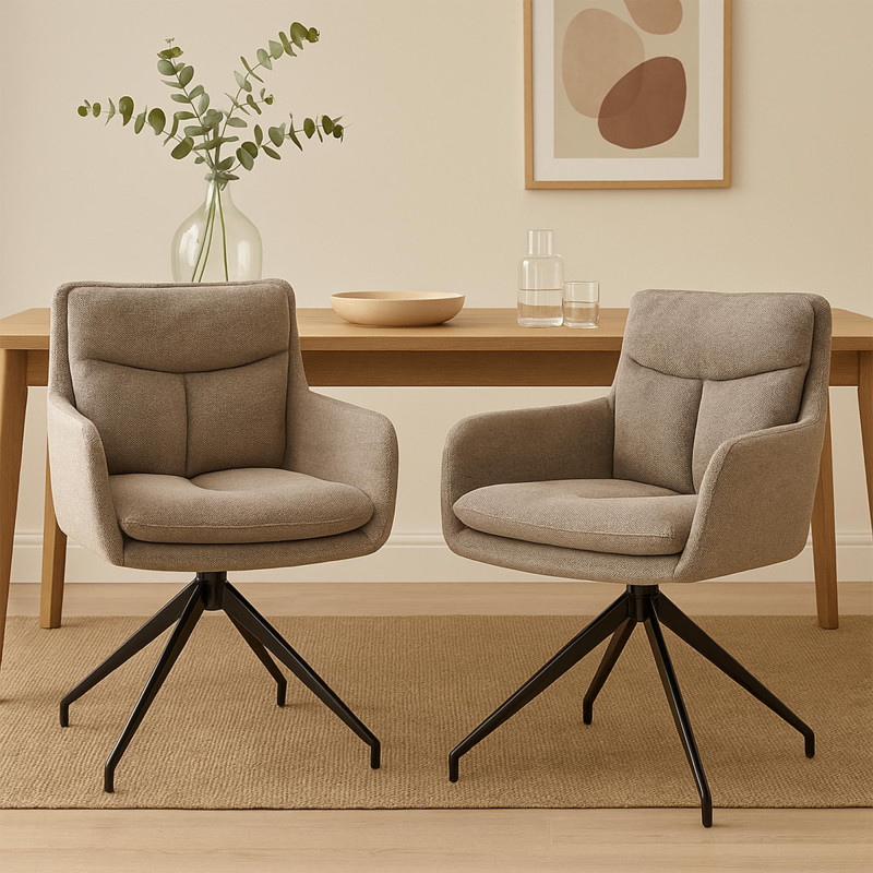 Lot de 2 chaises de salle à manger Somers en tissu taupe