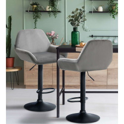 Sgabello Braga in velluto grigio,nero