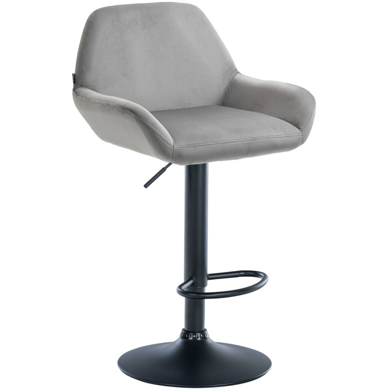 Tabouret de bar Braga en velours noir gris