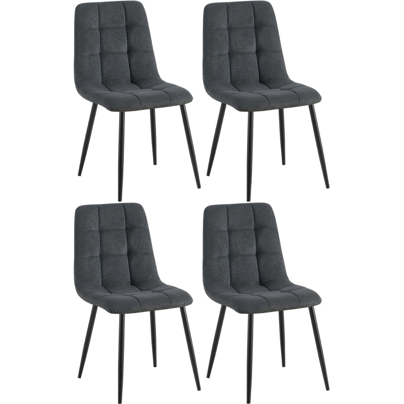 Lot de 4 chaises de salle à manger Tilde Cord noir