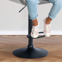 Tabouret de bar Braga velours noir gris