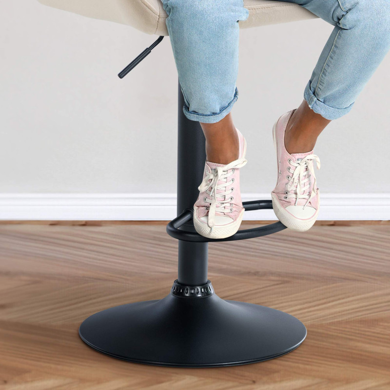 Tabouret de bar Braga velours noir crème