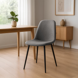 Lot de 2 chaises de salle à manger Maryam en tissu gris clair