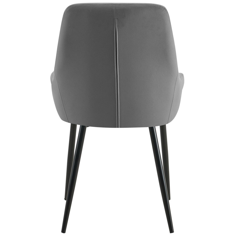 Lot de 2 chaises de salle à manger Elmira en velours noir gris foncé