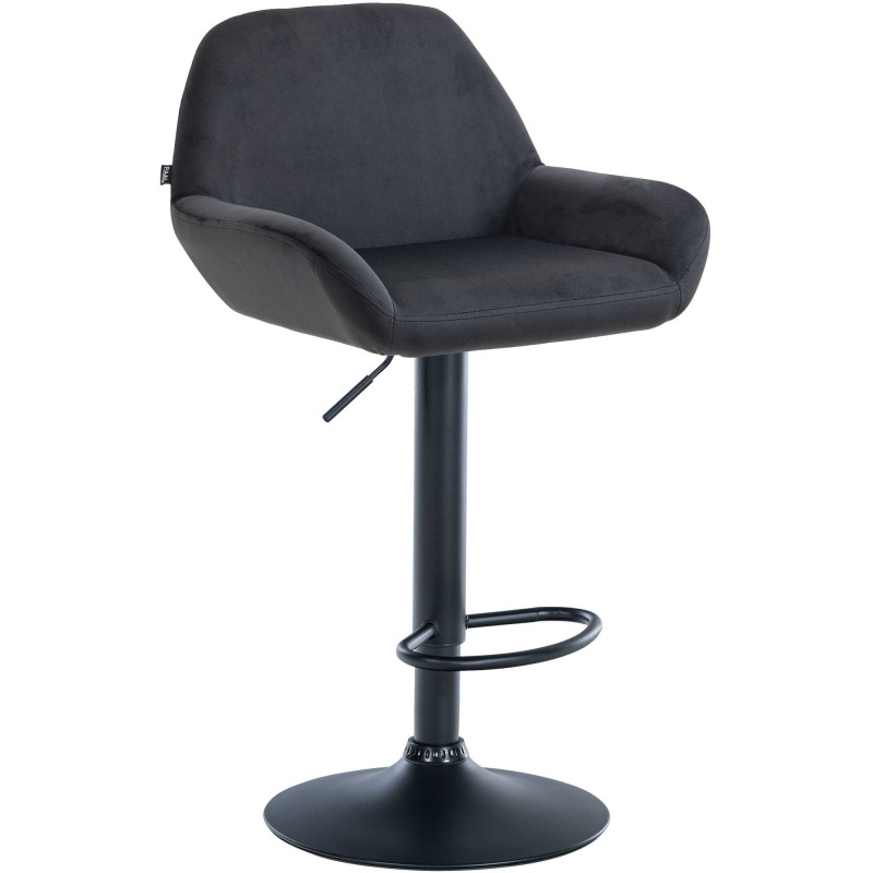 Tabouret de bar Braga en velours noir noir