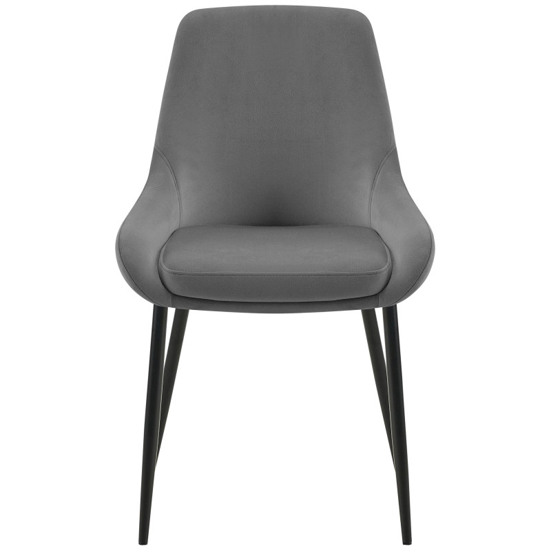 Lot de 2 chaises de salle à manger Elmira en velours noir gris foncé