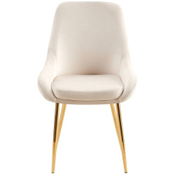 Lot de 2 chaises de salle à manger Elmira velours doré crème