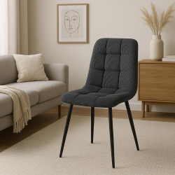 Lot de 2 chaises de salle à manger Antibes Cord noir