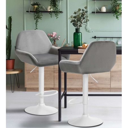 Sgabello Braga in velluto grigio,bianco