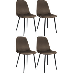 Lot de 4 chaises de salle à manger Maryam en velours marron