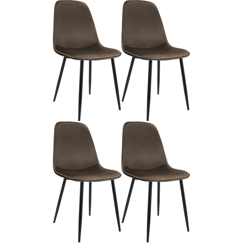 Lot de 4 chaises de salle à manger Maryam en velours marron