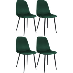 Lot de 4 chaises de salle à manger Maryam en velours vert