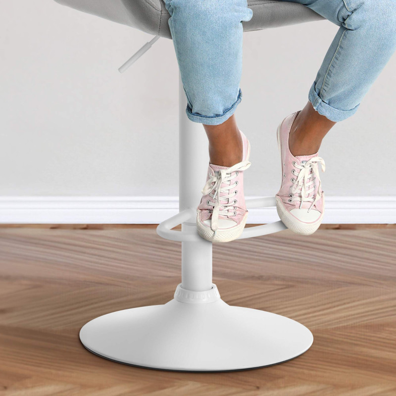 Tabouret de bar Braga en velours blanc gris