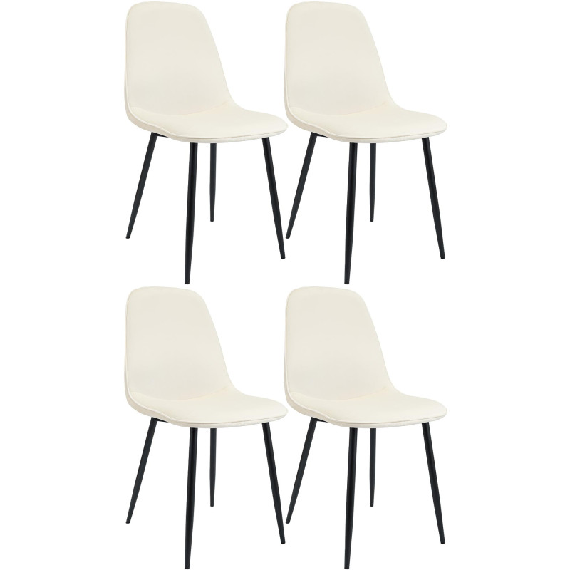 Lot de 4 chaises de salle à manger Maryam velours crème