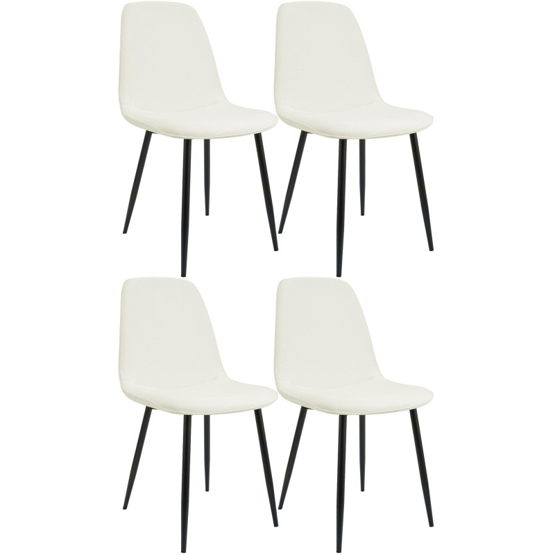 Lot de 4 chaises de salle à manger Maryam tissu crème