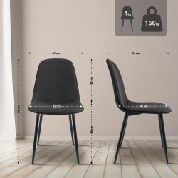 Lot de 4 chaises de salle à...