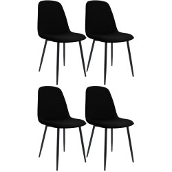 Lot de 4 chaises de salle à manger Maryam en tissu noir
