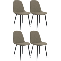 Lot de 4 chaises de salle à manger Maryam tissu taupe