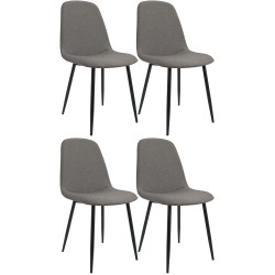 Lot de 4 chaises de salle à manger Maryam en tissu gris clair