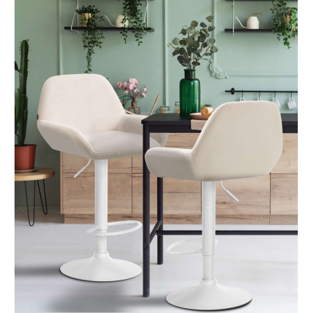 Sgabello Braga in velluto crema,bianco