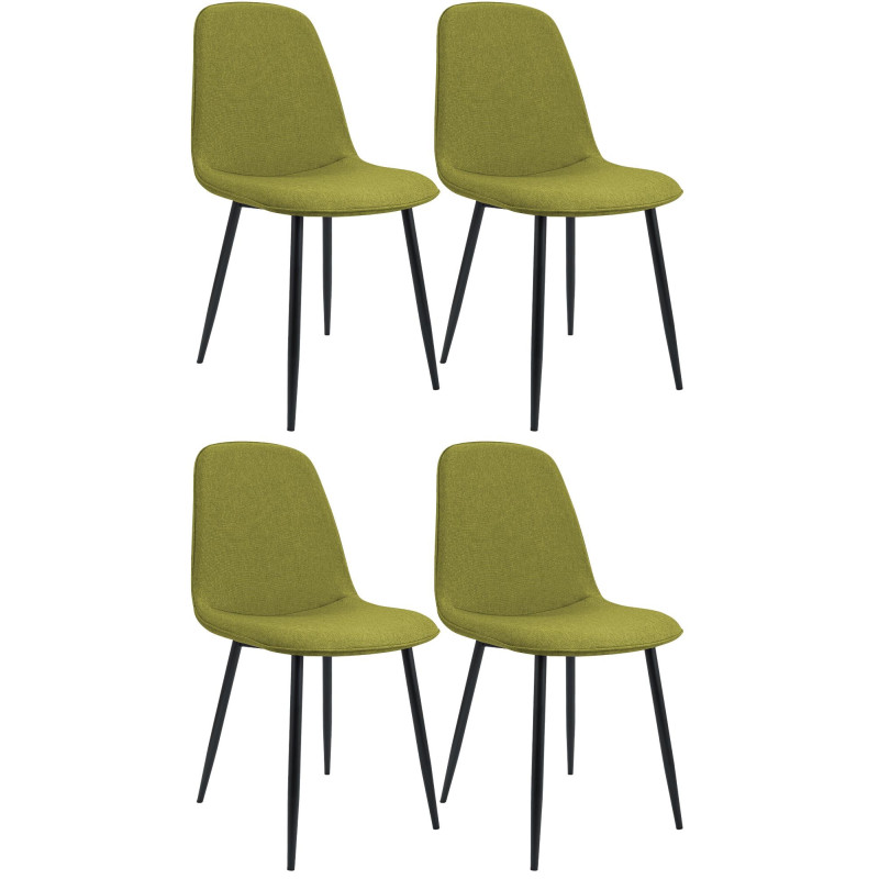 Lot de 4 chaises de salle à manger Maryam en tissu vert