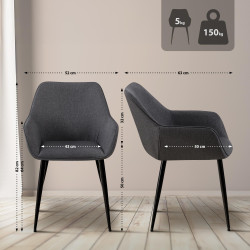 Lot de 2 chaises de salle à...