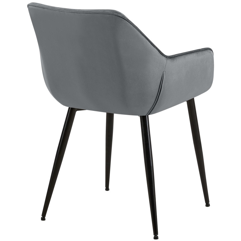 Lot de 2 chaises de salle à manger Luena velours gris foncé