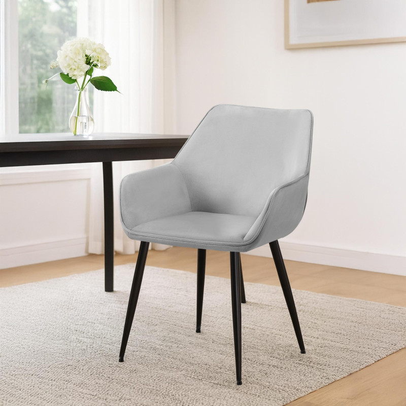 Lot de 2 chaises de salle à manger Luena velours gris clair