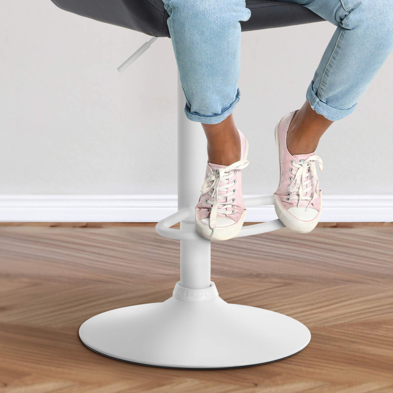 Tabouret de bar Braga velours blanc noir