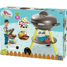 Jouets Ecoiffier - Barbecue Charbon + 16 Accessoires - Outillage de Jardin pour Enfants - Fabriqué en France