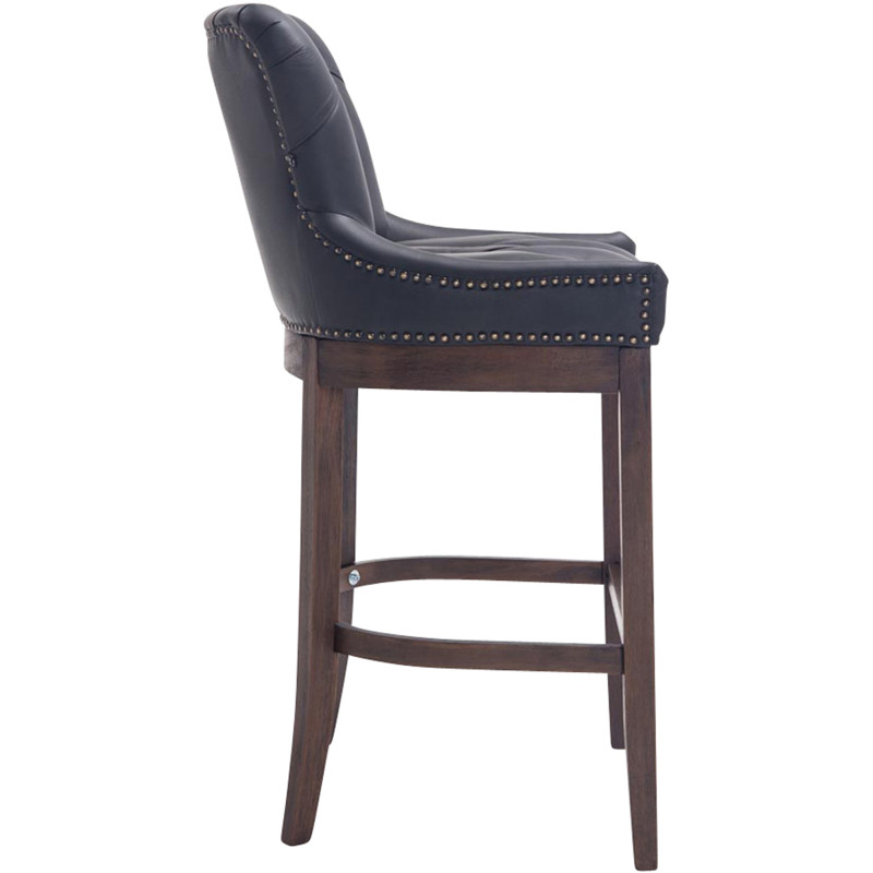 Tabouret de bar Lakewood en cuir véritable, noir antique