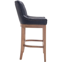 Tabouret de bar Lakewood en cuir véritable, noir clair antique