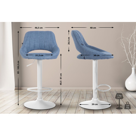 Sgabello Milet Tessuto blu,bianco