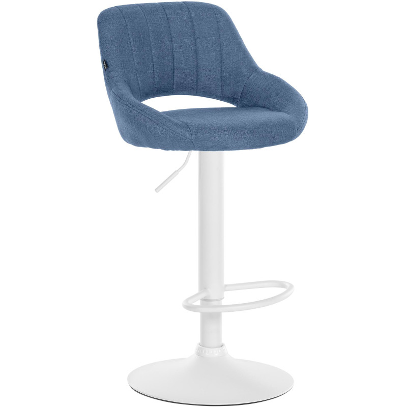Tabouret de bar Milet tissu blanc bleu