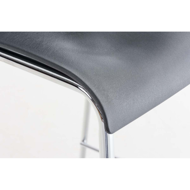 Tabouret de bar chromé Hoover avec cadre à 4 pieds et dossier gris