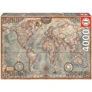 Puzzle Mappemonde EDUCA 4000 Pieces - Collection Adulte - Mixte - A partir de 12 ans