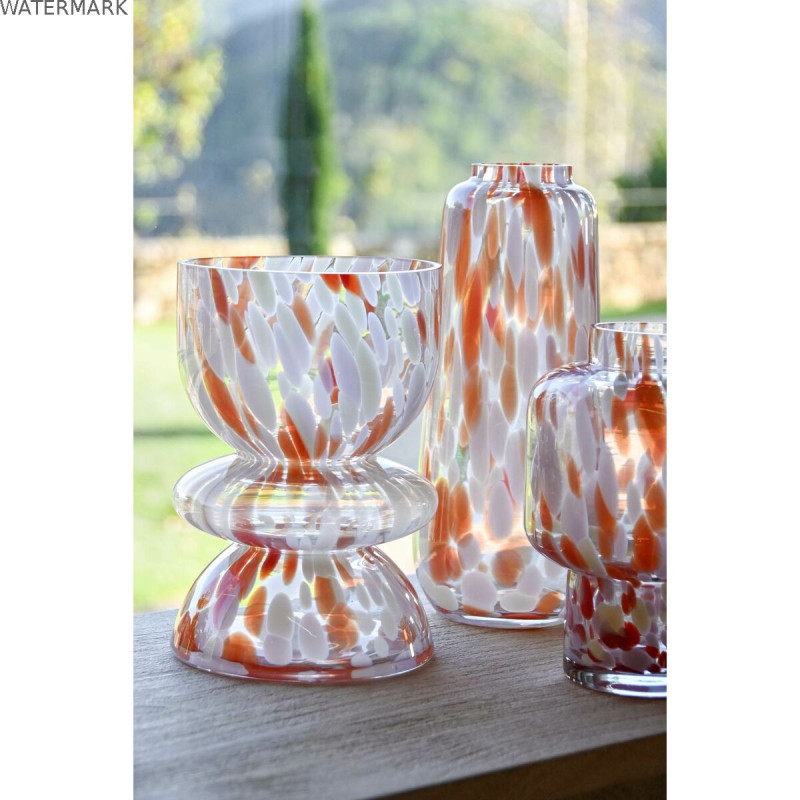 Vase Home ESPRIT Crème Terre cuite Verre Moderne 12,5 x 12,5 x 30 cm