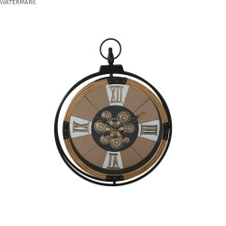 Horloge Murale Home ESPRIT Noir Doré Métal Bois de pin Vintage 60 X 8 X 77 cm