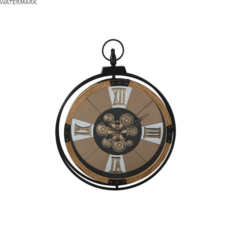 Horloge Murale Home ESPRIT Noir Doré Métal Bois de pin Vintage 60 X 8 X 77 cm
