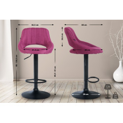 Tabouret de bar Milet, tissu noir violet