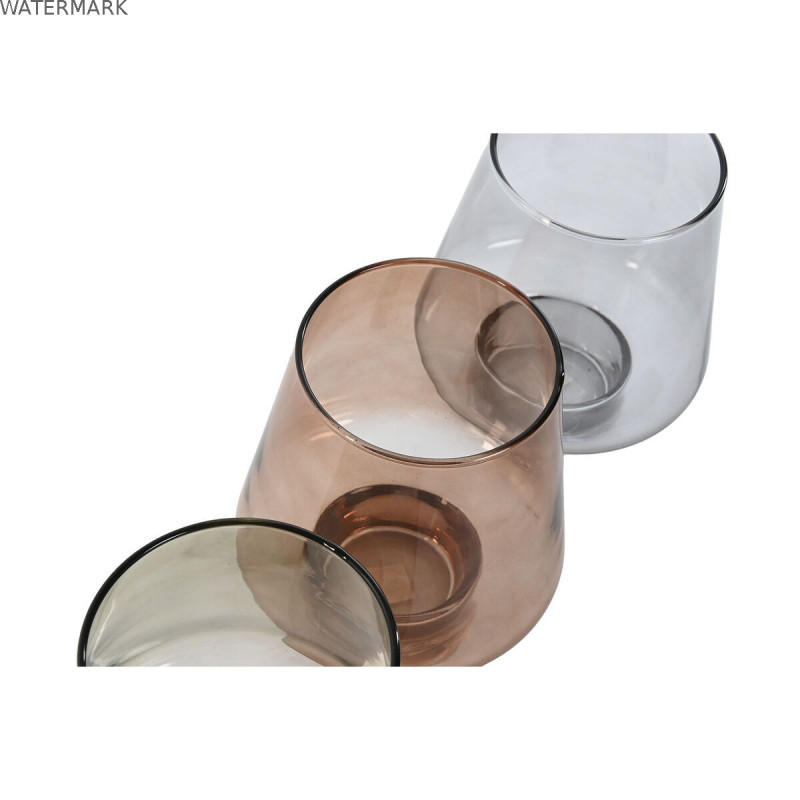 Vase Home ESPRIT Bleu Vert Ambre Verre Moderne 14,5 x 14,5 x 18 cm (3 Unités)