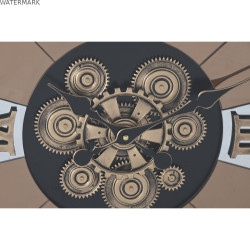 Horloge Murale Home ESPRIT Noir Doré Métal Bois de pin Vintage 60 X 8 X 77 cm