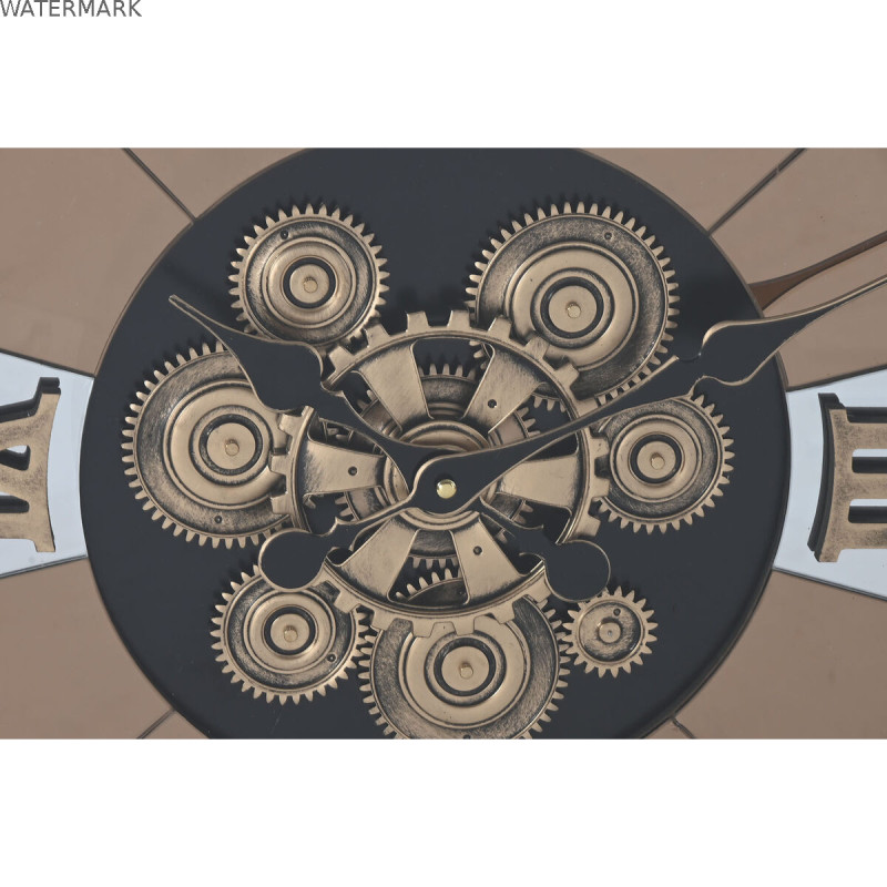 Horloge Murale Home ESPRIT Noir Doré Métal Bois de pin Vintage 60 X 8 X 77 cm