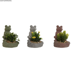 Plante décorative Home ESPRIT Polyéthylène Ciment Grenouille 9 x 9 x 13 cm (3 Unités)