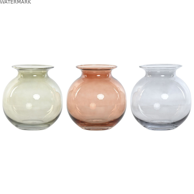 Vase Home ESPRIT Bleu Vert Ambre Verre Moderne 17,5 X 17,5 X 18,2 cm (3 Unités)