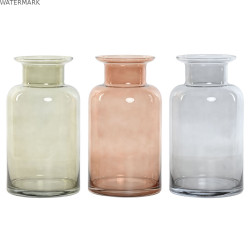 Vase Home ESPRIT Bleu Vert Ambre Verre 14,5 x 14,5 x 26,5 cm (3 Unités)