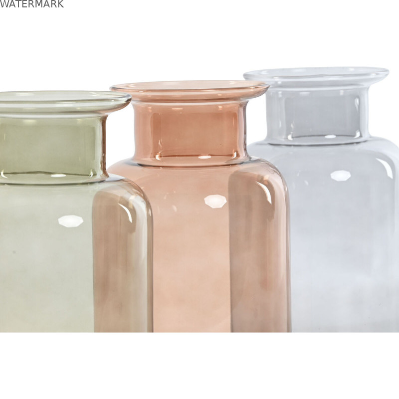 Vase Home ESPRIT Bleu Vert Ambre Verre 14,5 x 14,5 x 26,5 cm (3 Unités)
