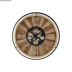 Horloge Murale Home ESPRIT Noir Naturel Verre Bois de pin 87,2 X 8 X 87,2 cm