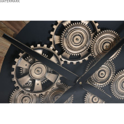 Horloge Murale Home ESPRIT Noir Naturel Verre Bois de pin 87,2 X 8 X 87,2 cm