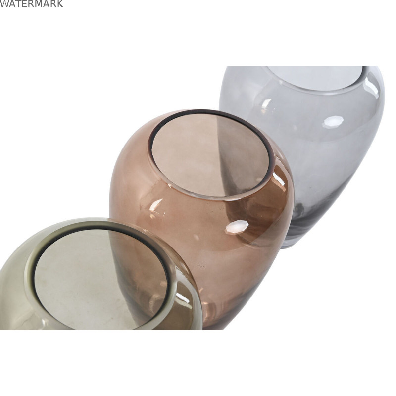 Vase Home ESPRIT Bleu Vert Ambre Verre Moderne 13 X 13 X 20,7 cm (3 Unités)